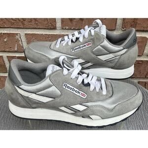 Men's Reebok Classic Nylon Gray Silver Athletic Sneaker Size 8.5